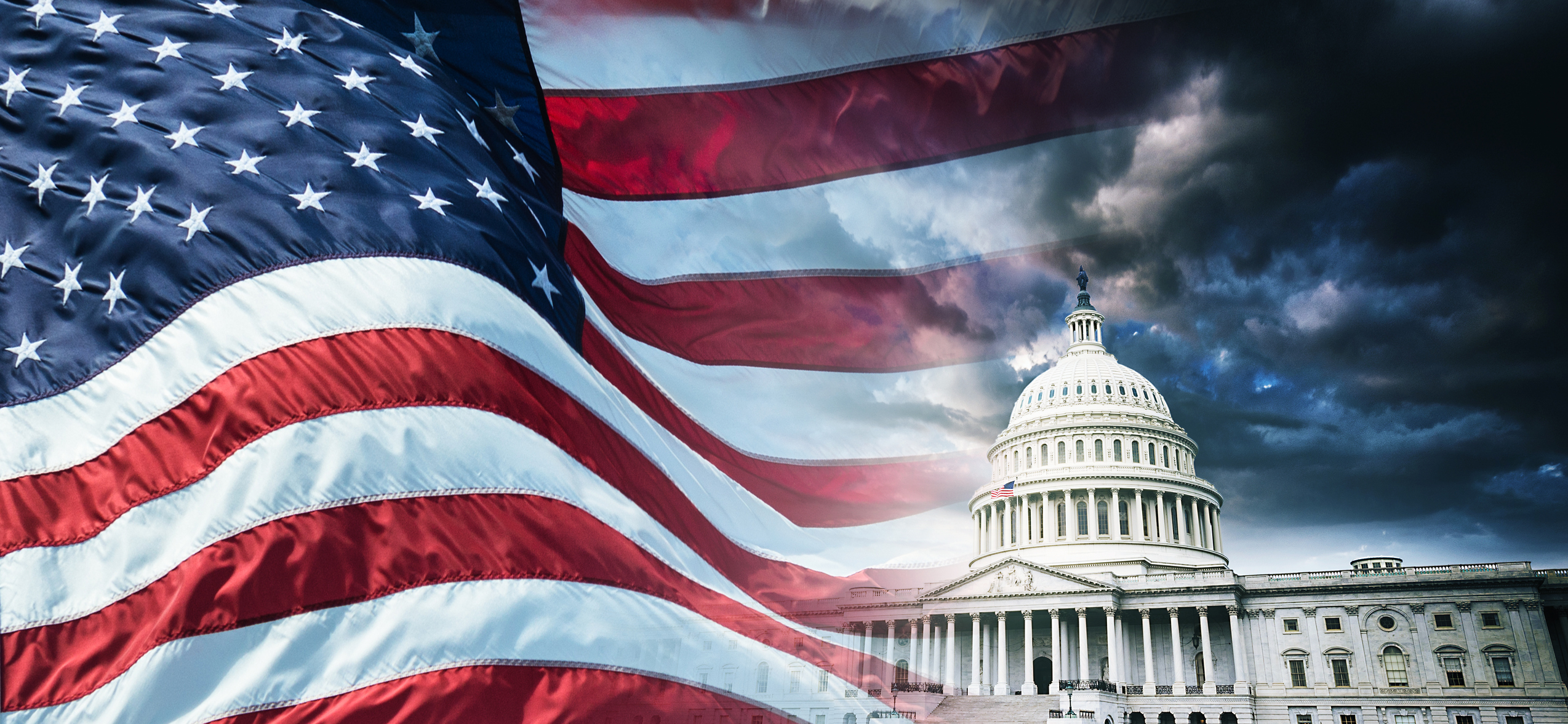 Det Hvite Hus og det amerikanske flagget